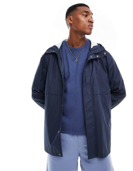 ASOS DESIGN - Regenbestendig rubberen regenjack in marineblauw, 3 van 4