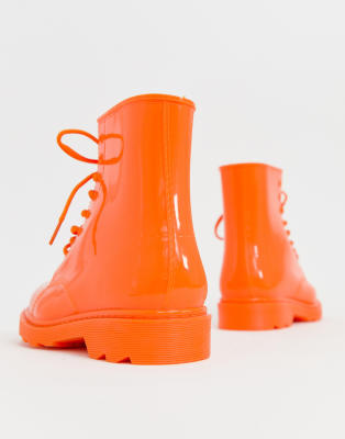 orange rain boots
