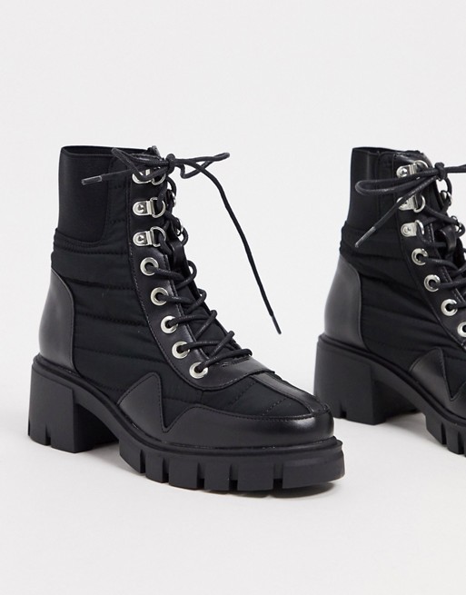 ASOS DESIGN Reggie chunky lace up hiker boots in black