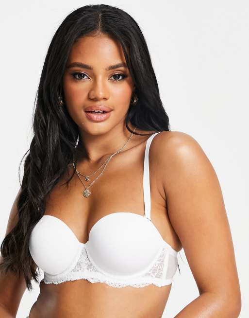 ASOS DESIGN - Reggiseno a balconcino imbottito multifunzione bianco con  ferretto