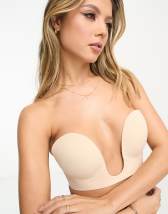 ASOS DESIGN - Reggiseno adesivo beige con lacci sulla scollatura