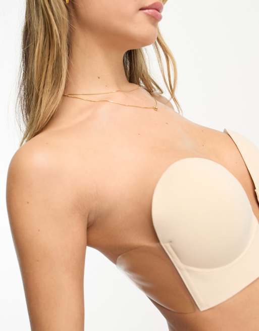 ASOS DESIGN - Reggiseno adesivo beige con lacci sulla scollatura