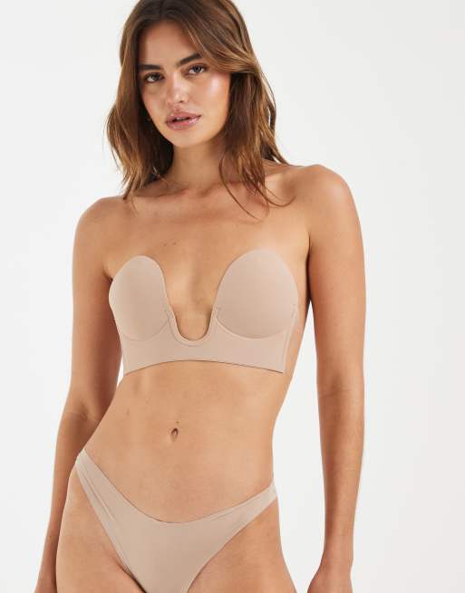 ASOS DESIGN - Reggiseno beige aperto dietro con scollo profondo e alette adesive, 4 di 4