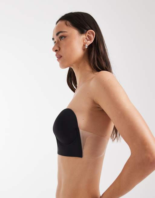 ASOS DESIGN - Reggiseno nero aperto dietro con scollo profondo e alette adesive, 3 di 4