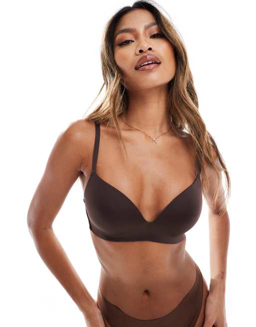 ASOS DESIGN Reggiseno push up marrone modellante senza ferretto ASOS