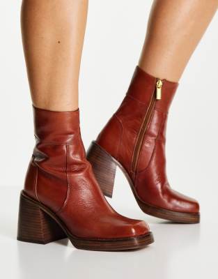 Asos design realm leather mid store ankle boots