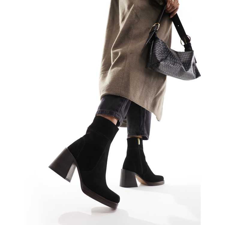 Black suede shop heel boots