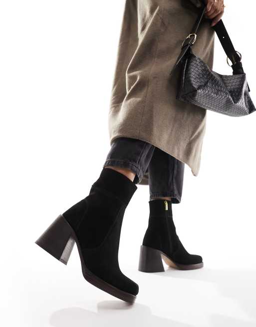 Black suede hotsell block heel boot