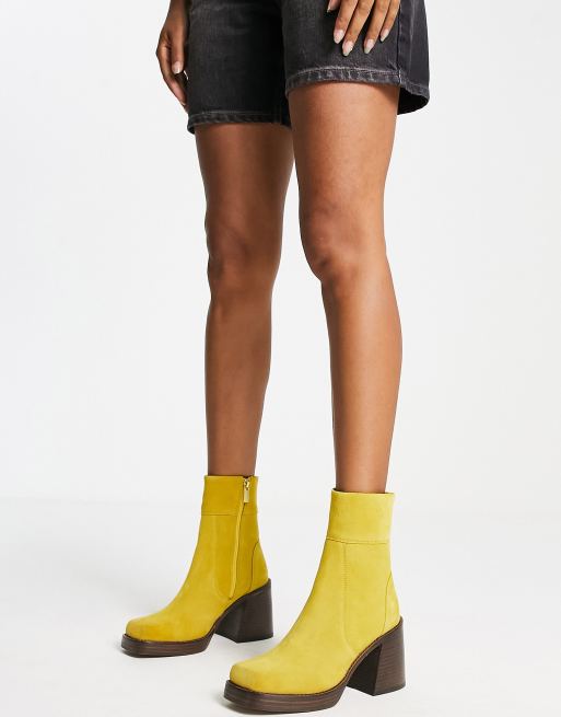 Yellow ankle hot sale boots heels