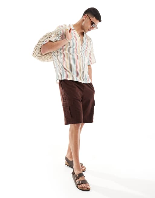 ASOS DESIGN - Regnbuefarvet skjorte med striber i regular fit