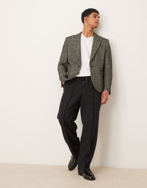 ASOS DESIGN regular blazer in black boucle