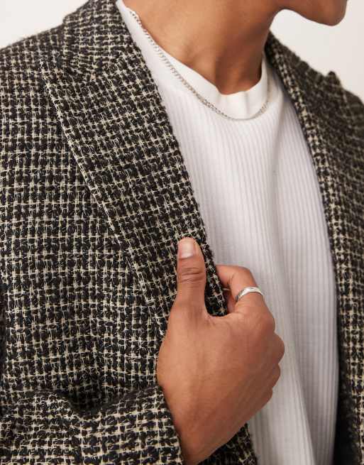 ASOS DESIGN regular blazer in black boucle