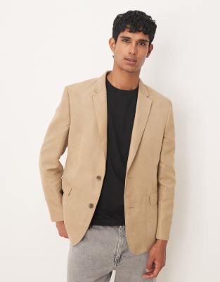 Asos Design Regular Blazer In Neutral