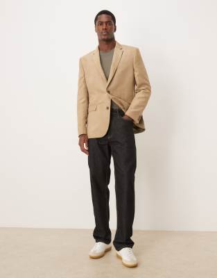Asos Design Regular Blazer In Neutral