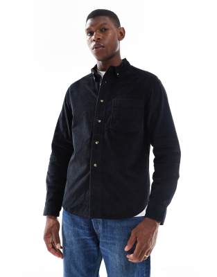 Asos Design Regular Corduroy Shirt In Black