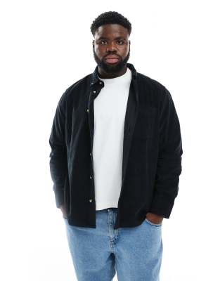 Asos Design Regular Corduroy Shirt In Black