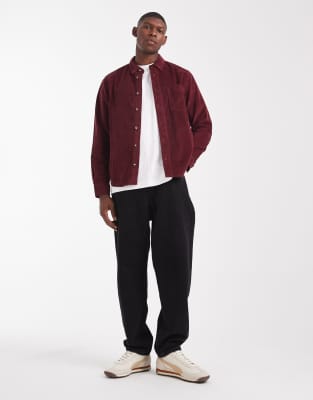 Asos Design Regular Corduroy Shirt In Red