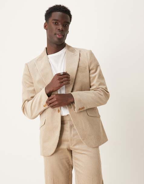 ASOS DESIGN regular corduroy suit jacket in stone - view 1