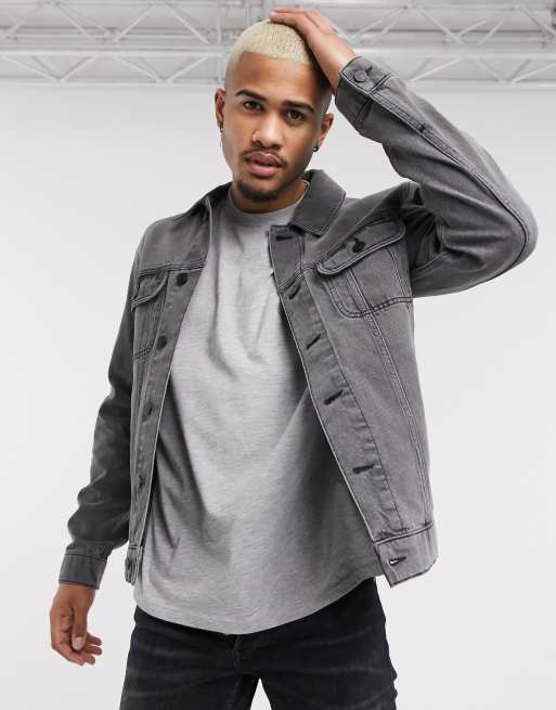 ASOS DESIGN regular denim jacket in grey