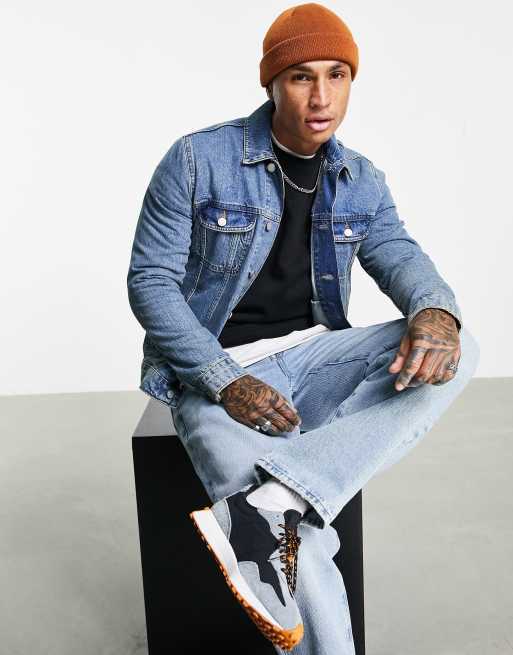 ASOS DESIGN regular denim jacket in mid wash, 4 of 4