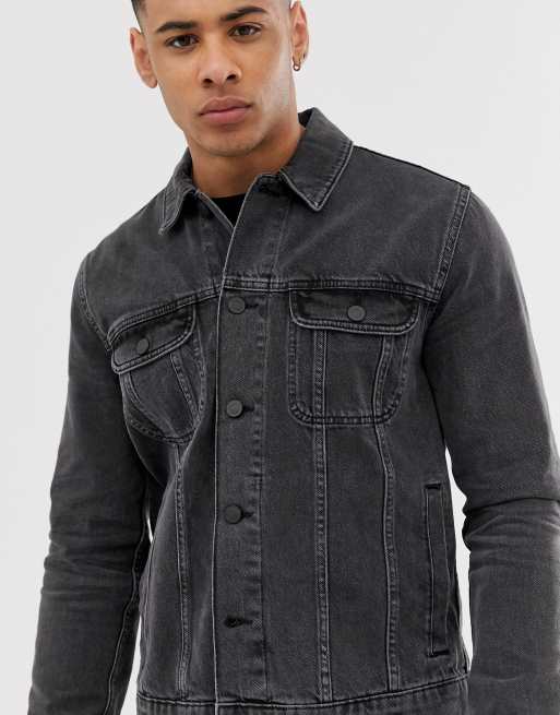 ASOS DESIGN regular denim jacket in washed black