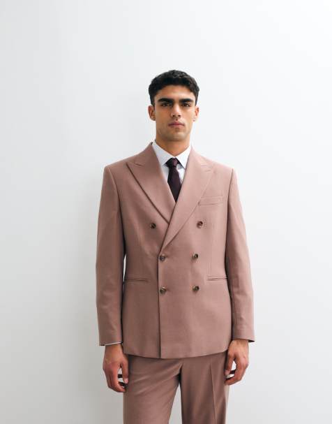ASOS DESIGN regular dobbeltradet jakkesætsblazer i burgundy - view 1