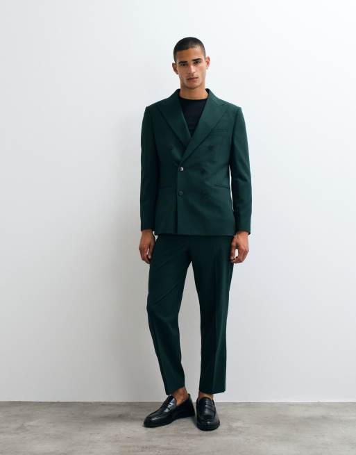 ASOS DESIGN regular double breasted blazer in donkergroen, 2 van 5