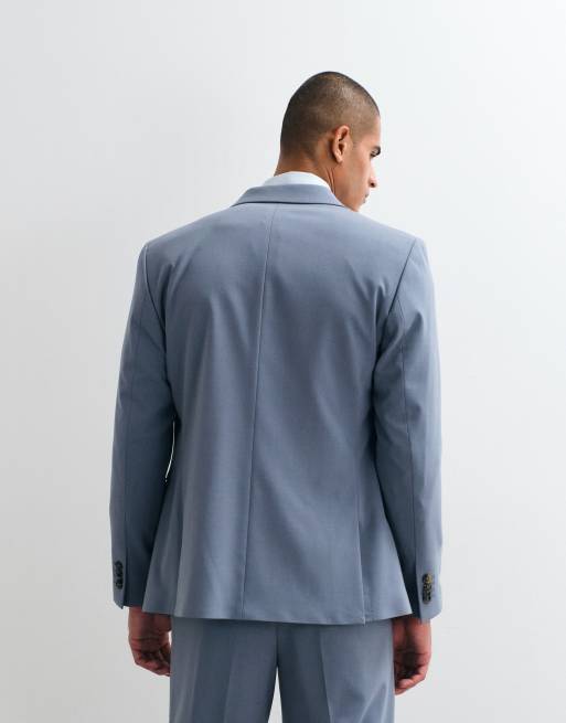 ASOS DESIGN regular double breasted suit blazer in blue, 3 of 5