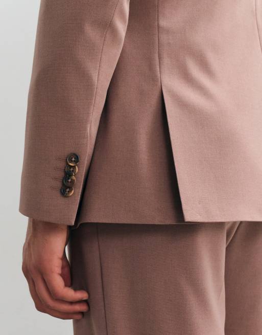ASOS DESIGN regular double breasted suit blazer in burgundy, 3 of 5