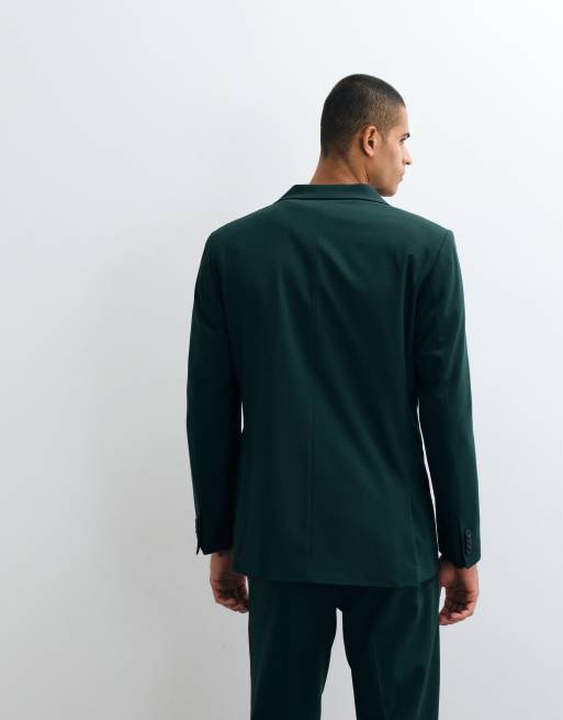 ASOS DESIGN regular double breasted suit blazer in dark green, 5 of 5