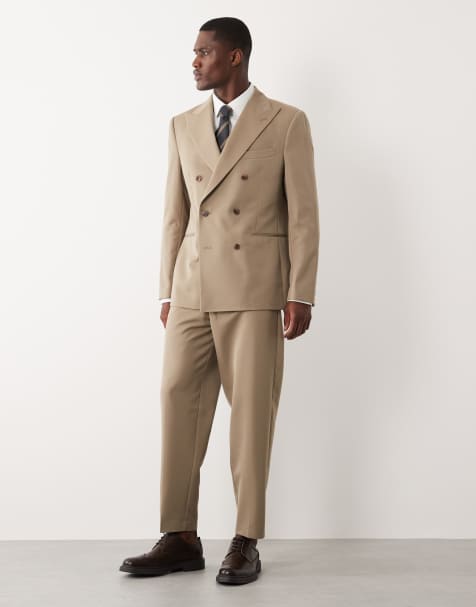 ASOS DESIGN regular double breasted suit in beige - view 1