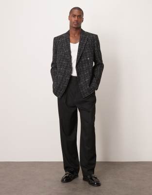 Asos Design Regular Double Breasted Suit Jacket In Black