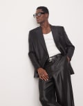 [ASOS DESIGN] ASOS DESIGN regular double breasted suit jacket in black metallic satin Chest 38 Regular BLACK