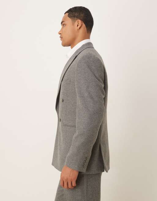 ASOS DESIGN regular double breasted suit jacket with wool in grey, 4 of 5