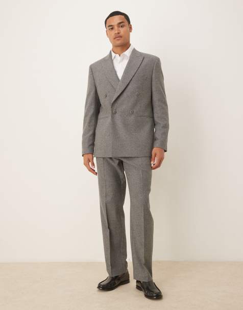 ASOS DESIGN regular double breasted suit with wool in grey - view 1