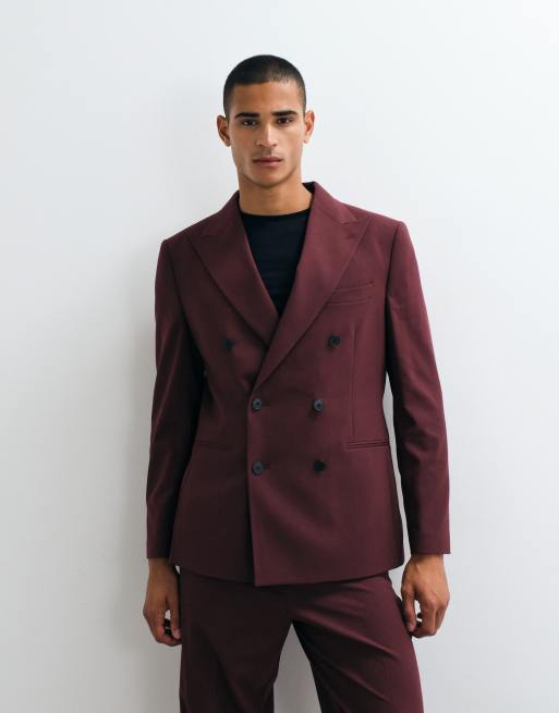 ASOS DESIGN – Vinröd, avslappnad kostym med avsmalnande passform, 2 av 3