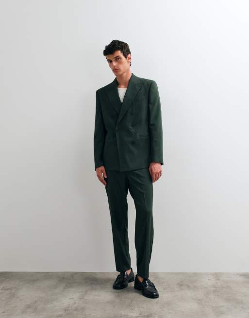 ASOS DESIGN – Ciemnozielony luźny garnitur o zwężanym kroju, 2 z 3