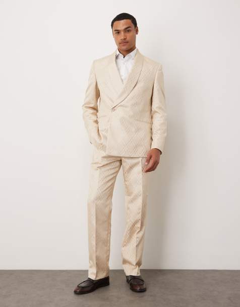 ASOS DESIGN regular evening suit in stone jacquard - view 1