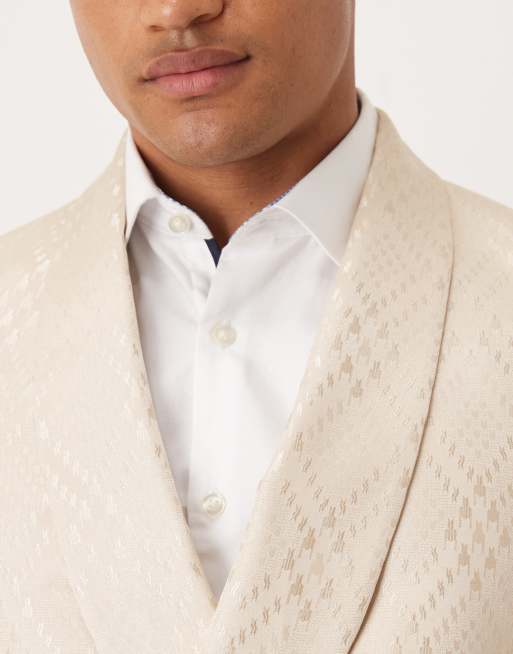 ASOS DESIGN regular evening suit jacket in stone jacquard, 2 of 5