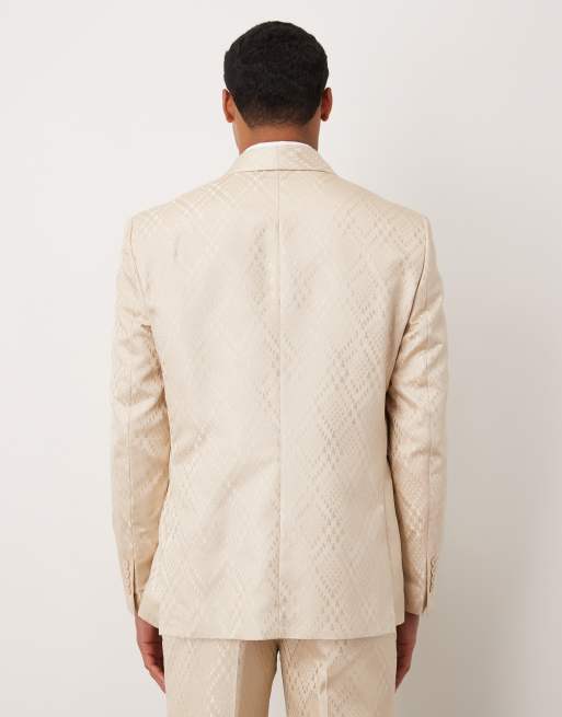 ASOS DESIGN regular evening suit jacket in stone jacquard, 3 of 5