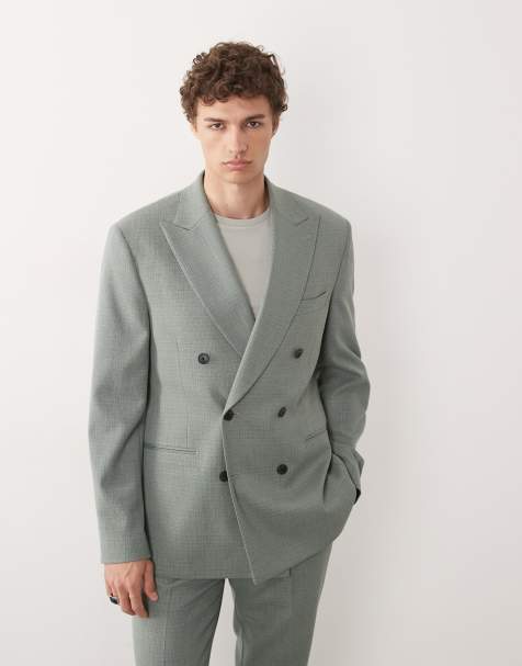 ASOS DESIGN – Regular-Fit-Anzugjacke aus Wollmix-Tweed in Salbeigrün - view 1