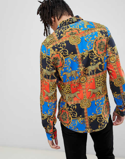 ASOS DESIGN regular fit baroque & leopard printed viscose shirt, 2 of 4