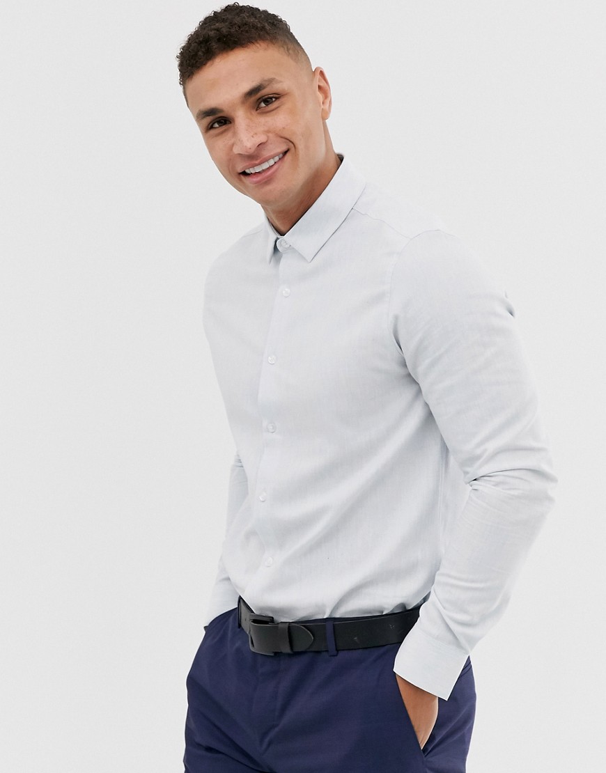 ASOS DESIGN regular fit blue marl smart shirt in light blue