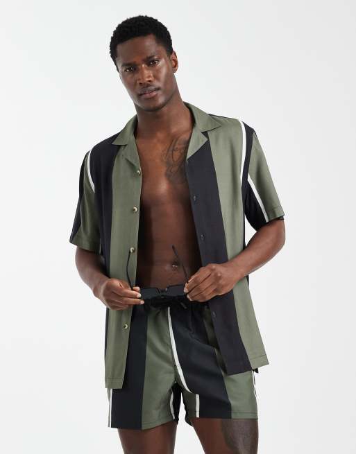 ASOS DESIGN set in green and black stripes, 2 of 3