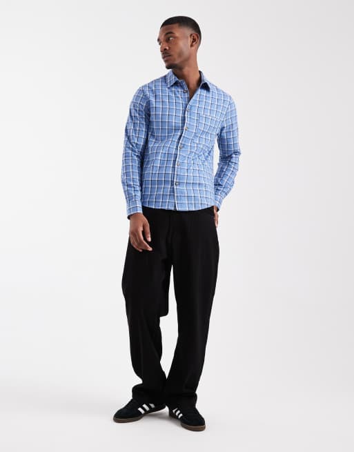 ASOS DESIGN regular fit check shirt in blue, 2 of 5