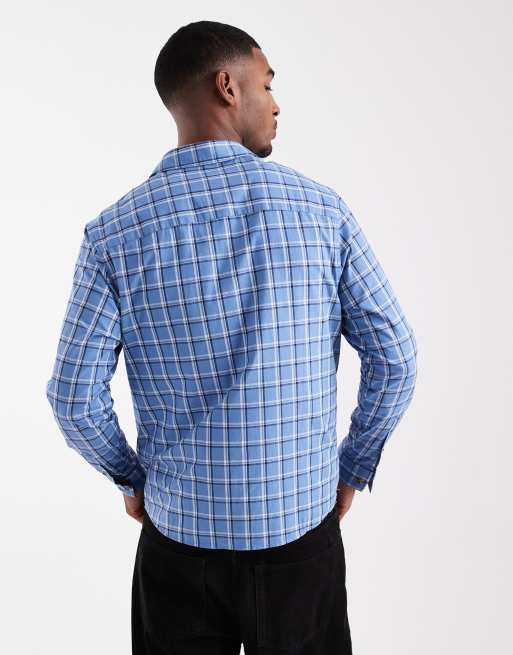 ASOS DESIGN regular fit check shirt in blue, 3 of 5