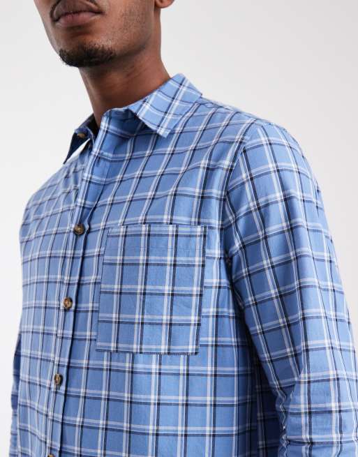 ASOS DESIGN regular fit check shirt in blue, 5 of 5