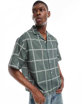 ASOS DESIGN regular fit check shirt in green - view 1