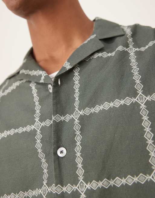 ASOS DESIGN regular fit check shirt in green, 5 of 5