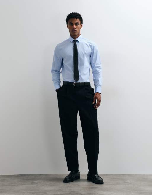 ASOS DESIGN regular fit check shirt in light blue, 2 of 5